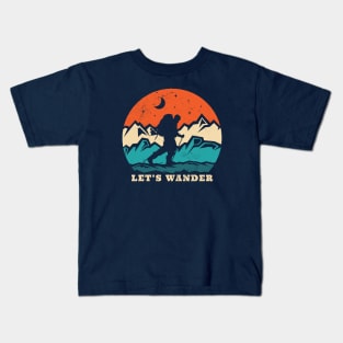 Let's Wander // Retro Sunset Outdoor Adventure Kids T-Shirt